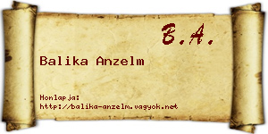 Balika Anzelm névjegykártya